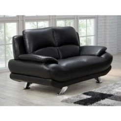 Divano 2 Posti In Similpelle Nero - MUSKO -Negozio al dettaglio VIDAXL || HOMCOM || Songmics 70060353 4