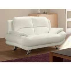 Divano 2 Posti In Similpelle Avorio - MUSKO -Negozio al dettaglio VIDAXL || HOMCOM || Songmics 70063244 3