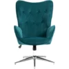 HOMCOM Poltrona Per Ufficio E Salotto In Velluto, Girevole Con Braccioli E Altezza Regolabile, Blu