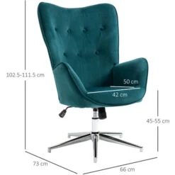 HOMCOM Poltrona Per Ufficio E Salotto In Velluto, Girevole Con Braccioli E Altezza Regolabile, Blu -Negozio al dettaglio VIDAXL || HOMCOM || Songmics 70299164 3