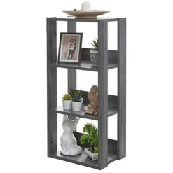 Iris Ohyama Stoccaggio In Legno A 3 Livelli, Mobili Laterali, Armadietto Portaoggetti, Espositore A Scaffale, Modulare, Design, Ufficio, Casa - Open Wood Rack - OWR-400 - Quercia Grigia