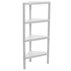 Tatay Mensola Angolare Lombok, 4 Altezze, Polipropilene, Senza BPA, Finitura Effetto Legno, Tamponi Antiscivolo, Max 10 Kg Per Ripiano, Facile Assemblaggio, Misure 33 X 33 X 100 Cm, Bianco