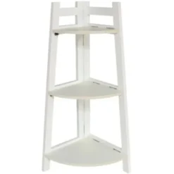Scaffale Angolare 3 Ripiani Angolo Bianco Libreria Dimensioni 29,5x29,5x76 Cm