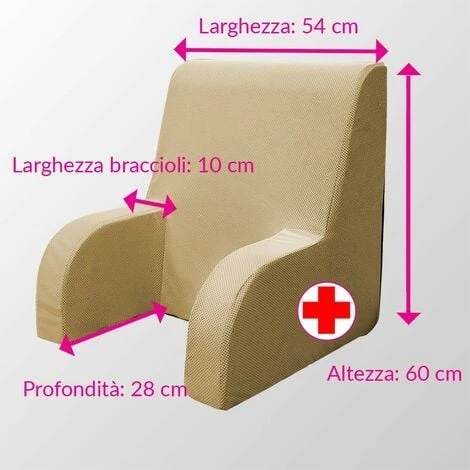 Poltroncina Da Letto Sanitario DISPOSITIVO MEDICO, Schienale Da Letto Con Tessuto BEIJE Sfoderabile E Lavabile - Comodone Grande Plus 2 Poltroncina Da Letto Sanitario DISPOSITIVO MEDICO, Schienale Da Letto Con Tessuto BEIJE Sfoderabile E Lavabile - Comodone Grande Plus - immagine 2