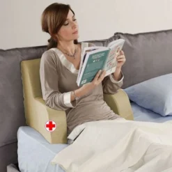 Poltroncina Da Letto Sanitario DISPOSITIVO MEDICO, Schienale Da Letto Con Tessuto BEIJE Sfoderabile E Lavabile - Comodone Piccola
