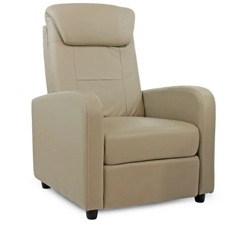 Poltrona Relax Con Schienale Reclinabile E Poggiapiedi In Ecopelle Sabbia 2 Poltrona Relax Con Schienale Reclinabile E Poggiapiedi In Ecopelle Sabbia - immagine 2
