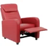 Poltrona Relax Con Schienale Reclinabile E Poggiapiedi In Ecopelle Bordeaux