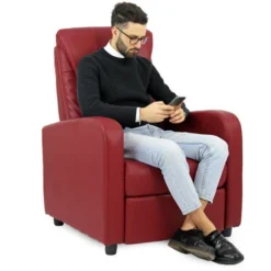 Poltrona Relax Con Schienale Reclinabile E Poggiapiedi In Ecopelle Burgundy -Negozio al dettaglio VIDAXL || HOMCOM || Songmics 71802559 3