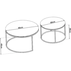 Set Di 2 Tavolini Bassi 'Kokkola' Sovrapponibili Con Piano Tondo In Vetro Fumè Grigio [en.casa] -Negozio al dettaglio VIDAXL || HOMCOM || Songmics 71900829 5