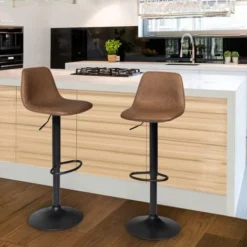 Set Di 2 Sgabelli Da Bar TEXAS Vintage Marrone