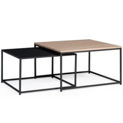 Set Di 2 Tavolini DENTON 60/70 In Metallo Nero E Legno, Design Industriale -Negozio al dettaglio VIDAXL || HOMCOM || Songmics 71918977 4