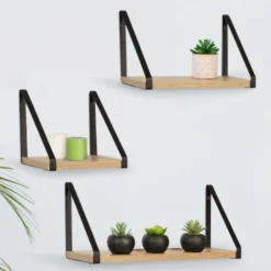 Set Di 3 Mensole Da Parete Dal Design Industriale