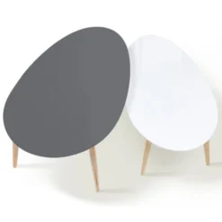 Set Di 2 Tavolini GIGI, Laccato PM Bianco GM Grigio Scandinavo -Negozio al dettaglio VIDAXL || HOMCOM || Songmics 71918986 3