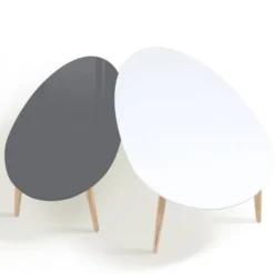 Set Di 2 Tavolini GIGI, Laccato PM Grigio GM Bianco Scandinavo -Negozio al dettaglio VIDAXL || HOMCOM || Songmics 71918988 3