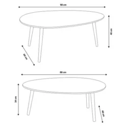 Set Di 2 Tavolini GIGI, Laccato PM Grigio GM Bianco Scandinavo -Negozio al dettaglio VIDAXL || HOMCOM || Songmics 71918988 4