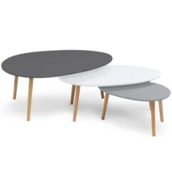 Set Di 3 Tavolini GIGI, Laccati Grigio Scuro/bianco/grigio Chiaro -Negozio al dettaglio VIDAXL || HOMCOM || Songmics 71918999 3