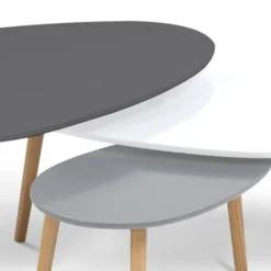 Set Di 3 Tavolini GIGI, Laccati Grigio Scuro/bianco/grigio Chiaro -Negozio al dettaglio VIDAXL || HOMCOM || Songmics 71918999 4