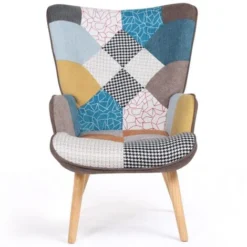 Poltrona Scandinava IVAR In Tessuto Patchwork Multicolore -Negozio al dettaglio VIDAXL || HOMCOM || Songmics 71919010 3