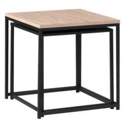 Set Di 2 Tavolini DENTON 40/45 In Metallo Nero E Legno Dal Design Industriale -Negozio al dettaglio VIDAXL || HOMCOM || Songmics 71919077 4