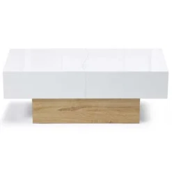 Tavolino Scorrevole MARTA In Legno Imitazione Faggio E Bianco -Negozio al dettaglio VIDAXL || HOMCOM || Songmics 71919079 3