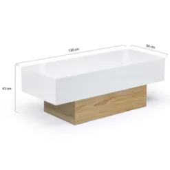 Tavolino Scorrevole MARTA In Legno Imitazione Faggio E Bianco -Negozio al dettaglio VIDAXL || HOMCOM || Songmics 71919079 5