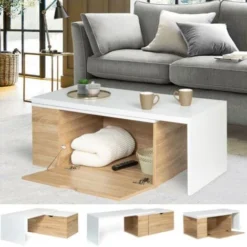 Tavolino 360° LIZZI In Legno E Bianco Con Scatola -Negozio al dettaglio VIDAXL || HOMCOM || Songmics 71919112 3