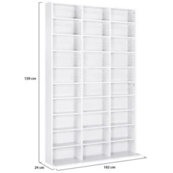 Libreria Per CD CEYLIA A 30 Scomparti Con Ripiani Regolabili, Legno Bianco -Negozio al dettaglio VIDAXL || HOMCOM || Songmics 71919114 5