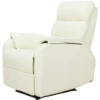 Homcom Poltrona Relax Reclinabile Manuale In Similpelle, Crema, 75x92x99cm
