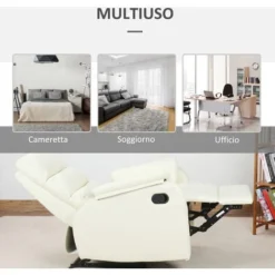 Homcom Poltrona Relax Reclinabile Manuale In Similpelle, Crema, 75x92x99cm -Negozio al dettaglio VIDAXL || HOMCOM || Songmics 7214122 4