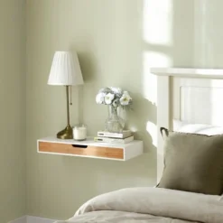 SoBuy Mensola Da Muro Libreria Mensola Con Cassetto Bianco 60 X 24 X 8 Cm FRG93-WN -Negozio al dettaglio VIDAXL || HOMCOM || Songmics 7330521 5