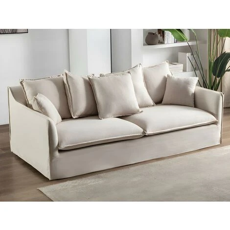 Divano 3 Posti In Tessuto Beige - SANKA 2 Divano 3 Posti In Tessuto Beige - SANKA - immagine 2