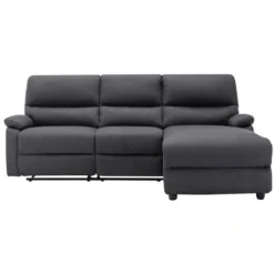 Divano Angolare Relax Elettrico In Tessuto Antracite - Angolo A Destra - LUNANO