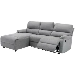 Divano Angolare Relax Elettrico In Tessuto Grigio - Angolo A Sinistra - LUNANO