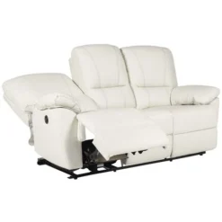 Divano Relax 3 Posti Elettrico In Cuoio Avorio - MARCIS -Negozio al dettaglio VIDAXL || HOMCOM || Songmics 74052468 3