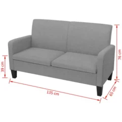 Divano A 2 Posti 135x65x76 Cm Grigio Chiaro VidaXL -Negozio al dettaglio VIDAXL || HOMCOM || Songmics 7443395 3