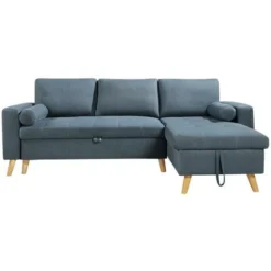 Divano Letto Angolare Reversibile Con Contenitore In Tessuto Verde Petrolio - KORI -Negozio al dettaglio VIDAXL || HOMCOM || Songmics 74499463 3