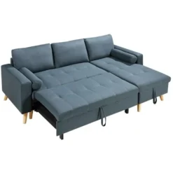 Divano Letto Angolare Reversibile Con Contenitore In Tessuto Verde Petrolio - KORI -Negozio al dettaglio VIDAXL || HOMCOM || Songmics 74499463 5