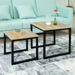 SoBuy Set Tavolini Soggiorno Tavolinetto Da Salotto L50P50A50cm,Legno FBT42-N -Negozio al dettaglio VIDAXL || HOMCOM || Songmics 7450081 5