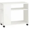 SoBuy FBT34-W,Tavolino Basso Da Salotto Con Ruote,Mobile Multiuso