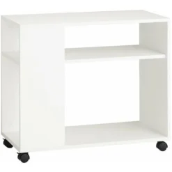 SoBuy FBT34-W,Tavolino Basso Da Salotto Con Ruote,Mobile Multiuso
