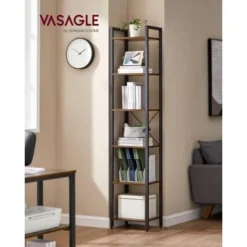 VASAGLE Libreria A 6 Ripiani, Scaffale Per Libri, Libreria Da Terra, Mensole Per Ufficio Studio Soggiorno Camera Da Letto Cucina, 40 X 30 X 187,5 Cm, Industriale, Marrone Vintage E Nero Da SONGMICS