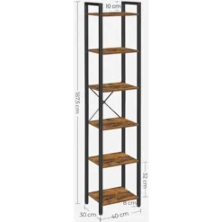 VASAGLE Libreria A 6 Ripiani, Scaffale Per Libri, Libreria Da Terra, Mensole Per Ufficio Studio Soggiorno Camera Da Letto Cucina, 40 X 30 X 187,5 Cm, Industriale, Marrone Vintage E Nero Da SONGMICS -Negozio al dettaglio VIDAXL || HOMCOM || Songmics 74852250 5