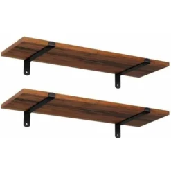 Mensole Sospese In Legno Rustiche Mensole Da Parete 2 Set Set Di 2 Mensole Da Parete 60 X 20 X 7 Cm FUIENKO