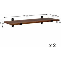 Mensole Sospese In Legno Rustiche Mensole Da Parete 2 Set Set Di 2 Mensole Da Parete 60 X 20 X 7 Cm FUIENKO -Negozio al dettaglio VIDAXL || HOMCOM || Songmics 75805619 4