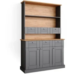 Dispensa Con Vetrina „Bergamo Grigio/Rovere Vicco