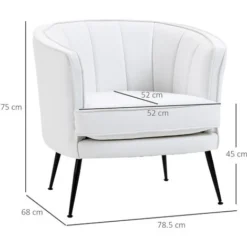 HOMCOM Poltroncina Da Camera Imbottita Con Rivestimento In Finta Pelle E Gambe In Acciaio, Bianco -Negozio al dettaglio VIDAXL || HOMCOM || Songmics 76993505 3