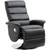 HOMCOM Poltrona Relax Reclinabile E Girevole Con Poggiapiedi Effetto Pelle, 75x92x105cm, Nero
