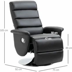 HOMCOM Poltrona Relax Reclinabile E Girevole Con Poggiapiedi Effetto Pelle, 75x92x105cm, Nero -Negozio al dettaglio VIDAXL || HOMCOM || Songmics 76993515 3
