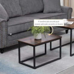 HOMCOM Set 2 Tavolini Da Caffè Impilabili In Stile Industriale In Legno E Acciaio, Marrone E Nero 9 HOMCOM Set 2 Tavolini Da Caffè Impilabili In Stile Industriale In Legno E Acciaio, Marrone E Nero -Negozio al dettaglio VIDAXL || HOMCOM || Songmics 76993539 5