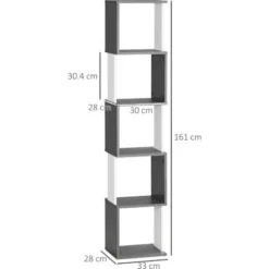 HOMCOM Libreria Moderna Salvaspazio A 5 Ripiani In Legno, 33x28x161cm, Grigio E Bianco 7 HOMCOM Libreria Moderna Salvaspazio A 5 Ripiani In Legno, 33x28x161cm, Grigio E Bianco -Negozio al dettaglio VIDAXL || HOMCOM || Songmics 77066539 3